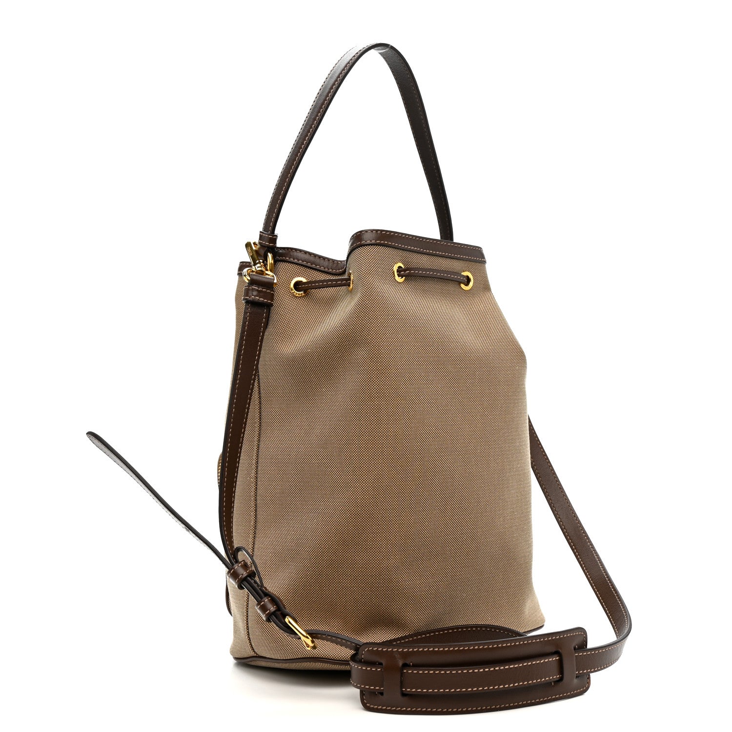 Prada Jacquard Logo Mini Bucket Crossbody Bag Corda Bruciato 3 of 10