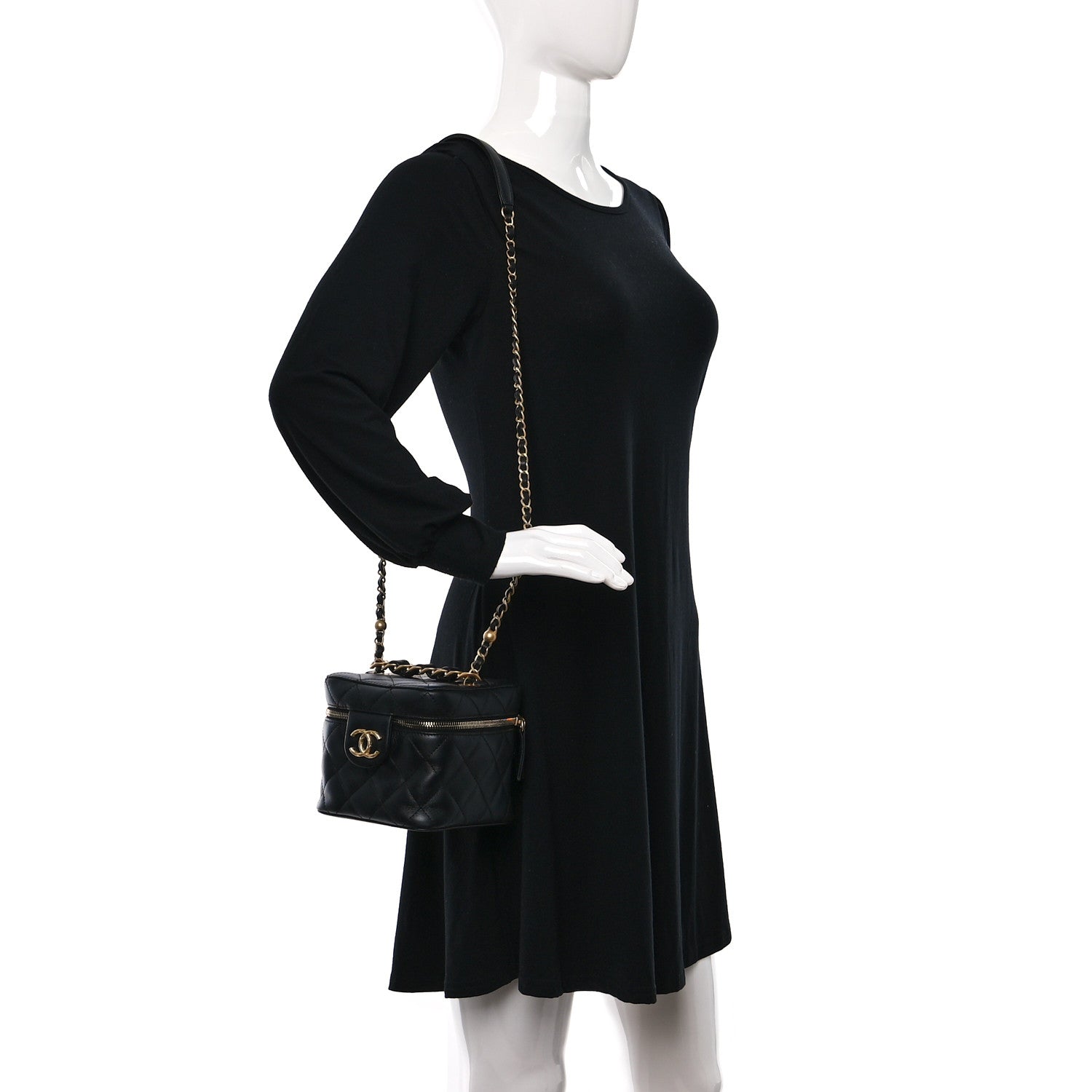 Chanel Calfskin Quilted Small Vanity Case With Chain Black 2 of 9