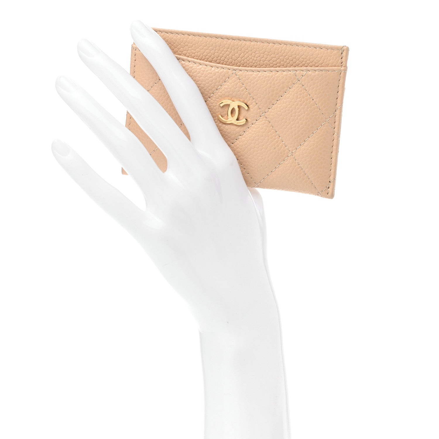 Chanel Caviar Quilted Card Holder Beige 2 of 8