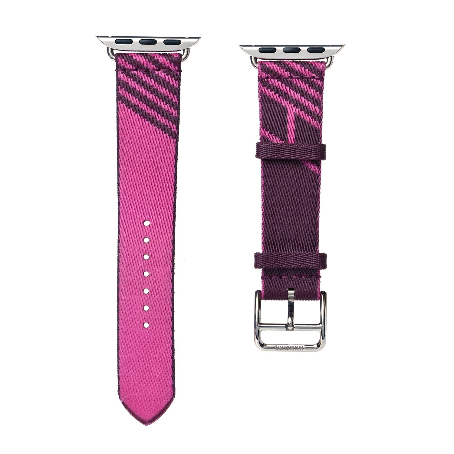 Hermes Nylon Weave 41mm H Vibration Jumping Watch Single Tour Band Cassis Magnolia 1 of 6