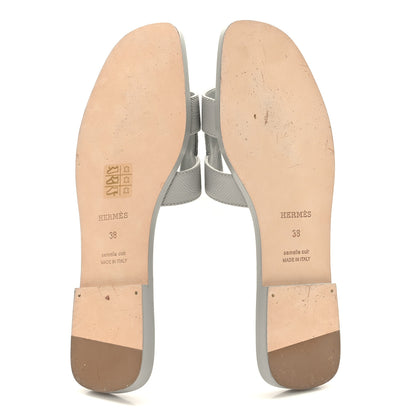 Hermes Epsom Oran Sandals 38 Bleu Glacier 5 of 9