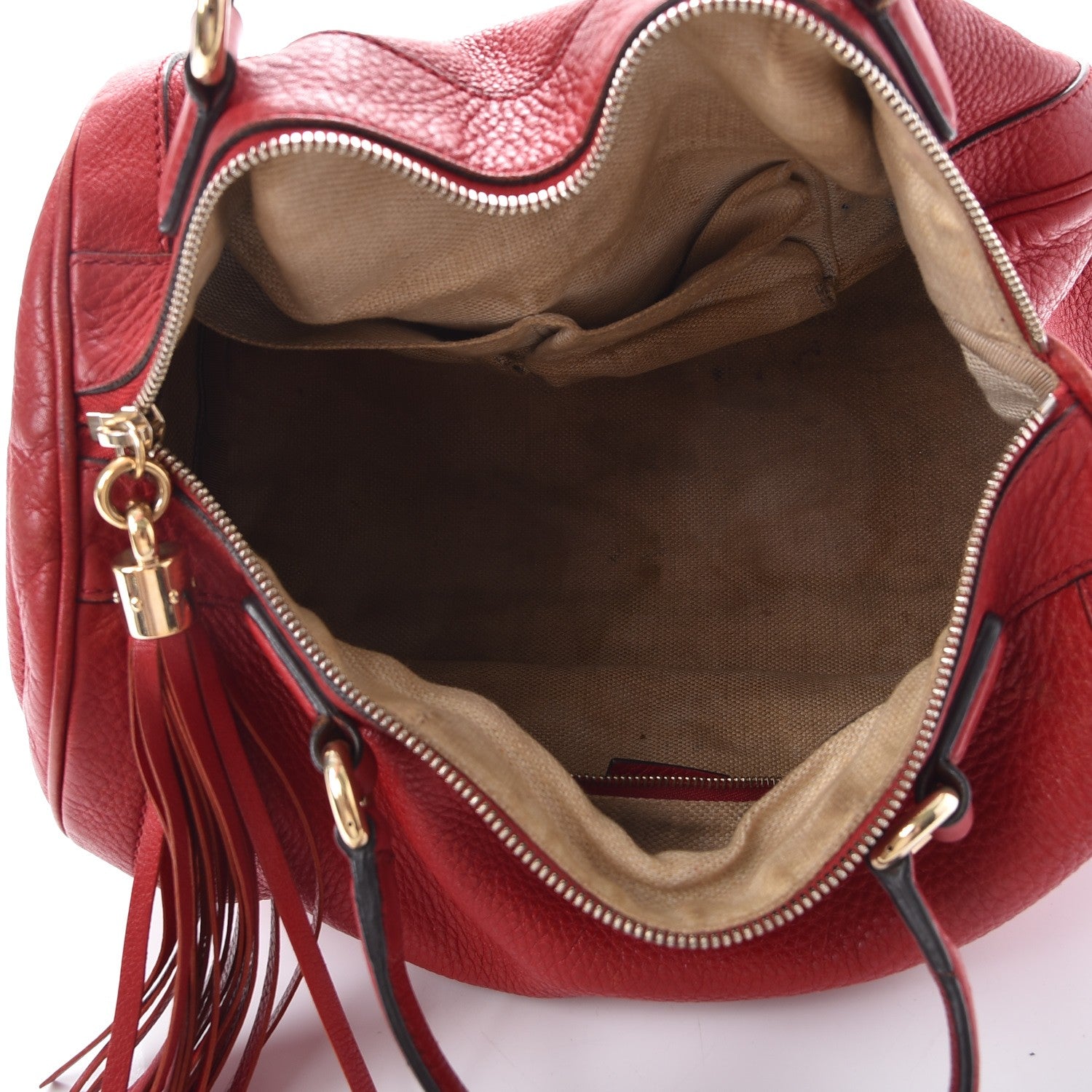 Gucci Pebbled Calfskin Medium Soho Boston Red 7 of 10