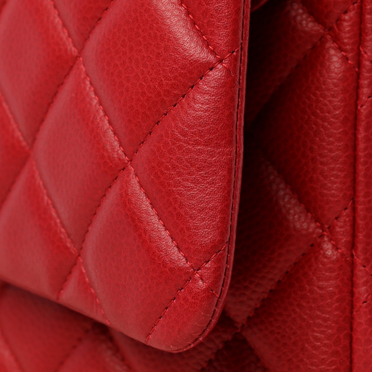 Caviar Quilted Maxi Double Flap Dark Red