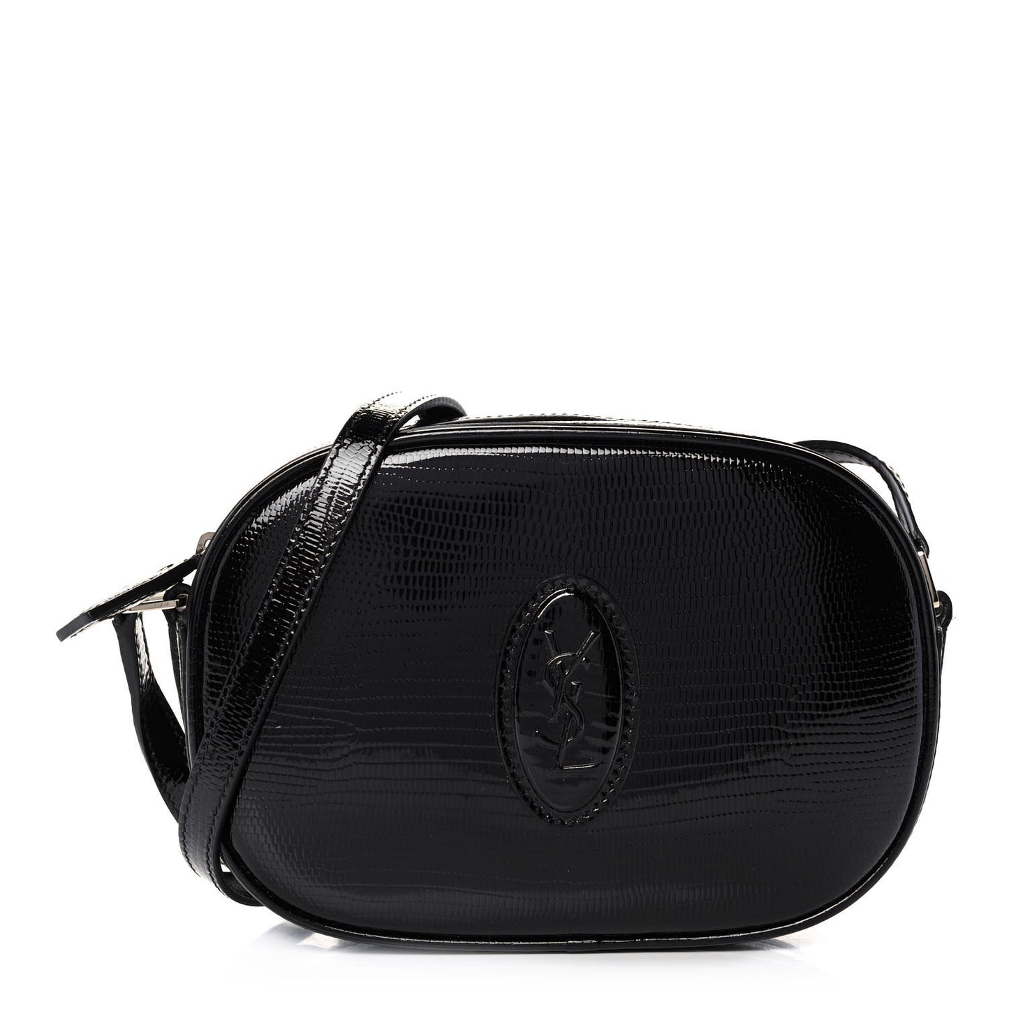 Calfskin Lizard Embossed Le 61 Camera Bag Black