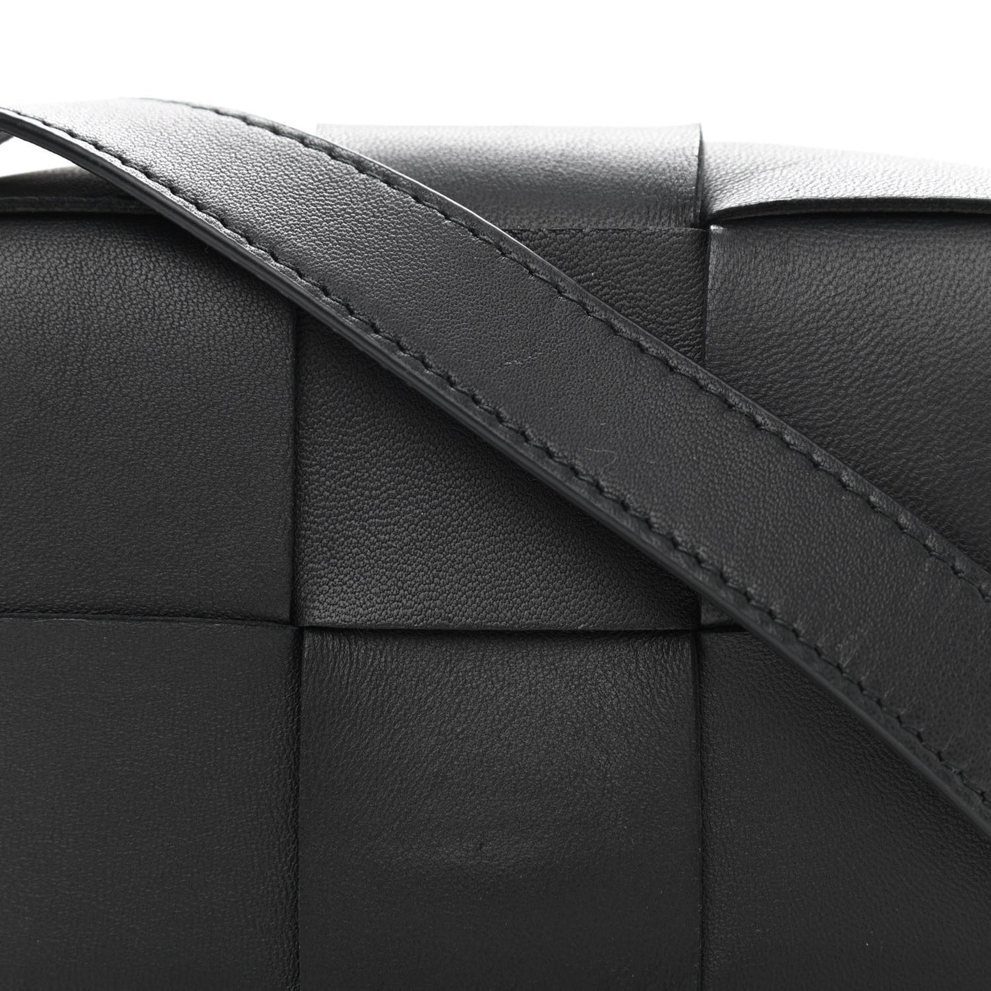 Lambskin Maxi Intrecciato Extra Mini Cassette Crossbody Bag Black