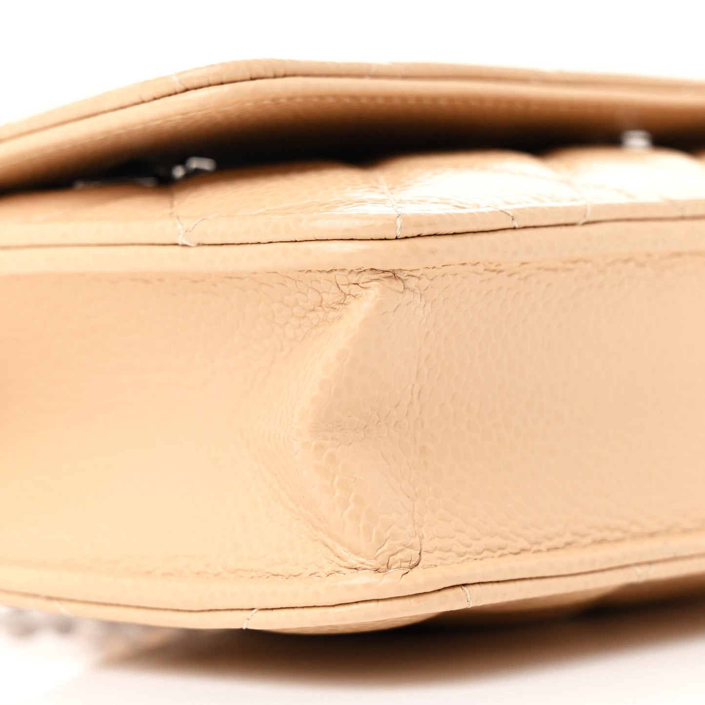 Caviar Quilted Wallet on Chain WOC Beige