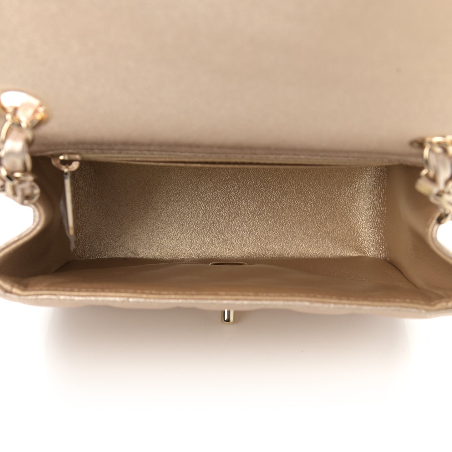 Metallic Lambskin Quilted Mini Square Flap Gold