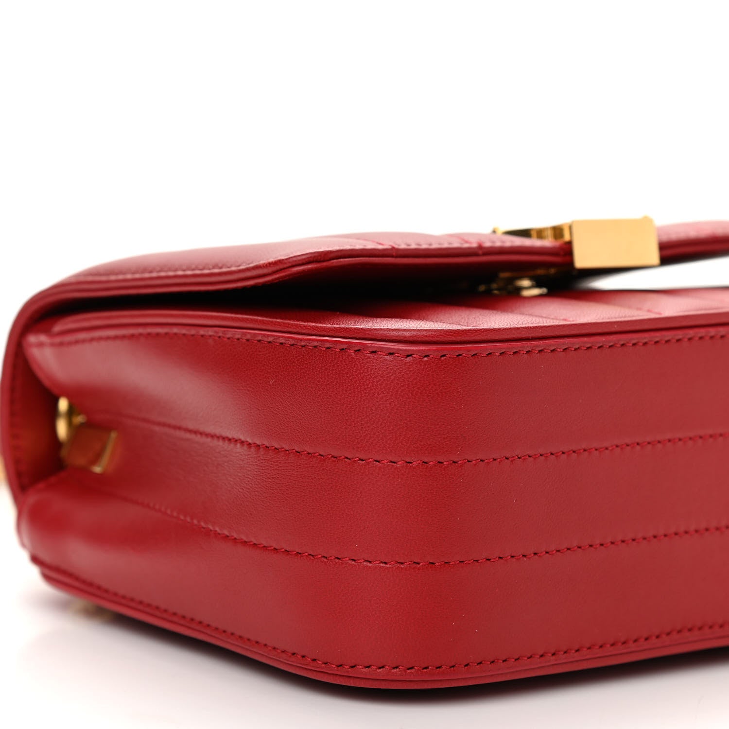 Saint Laurent Lambskin Matelasse Monogram Small Vicky Chain Bag Red 8 of 9