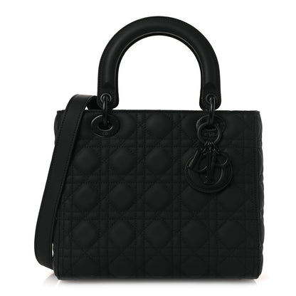 Christian Dior Ultra Matte Calfskin Cannage Medium Lady Dior Black 1 of 11