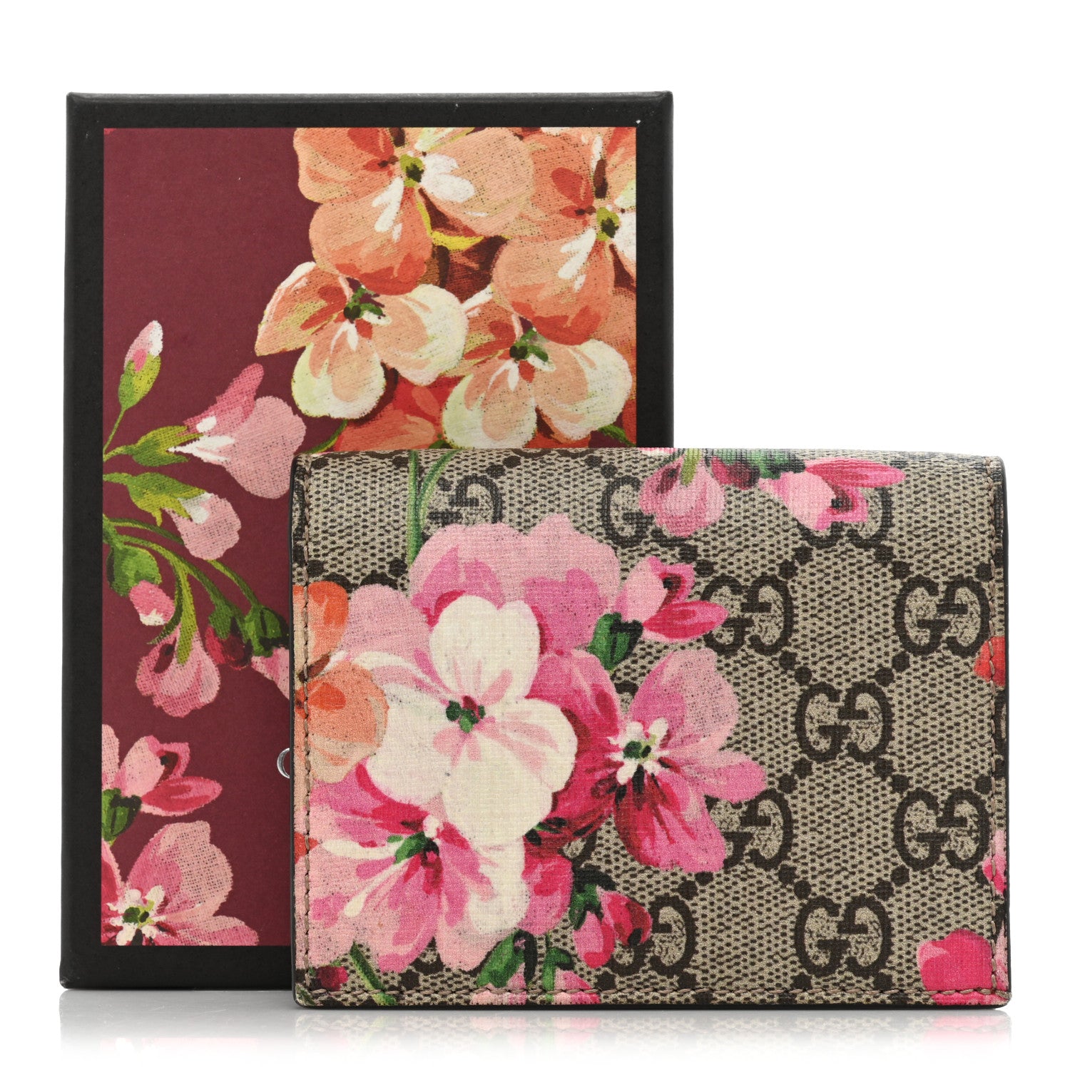 Gucci GG Supreme Monogram Blooms Card Case Beige Multicolor Dry Rose 13 of 13