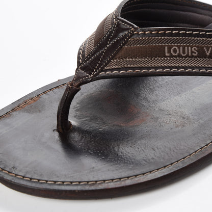 Louis Vuitton Canvas Damier Mens Thong Sandals 8.5 Brown 10 of 11