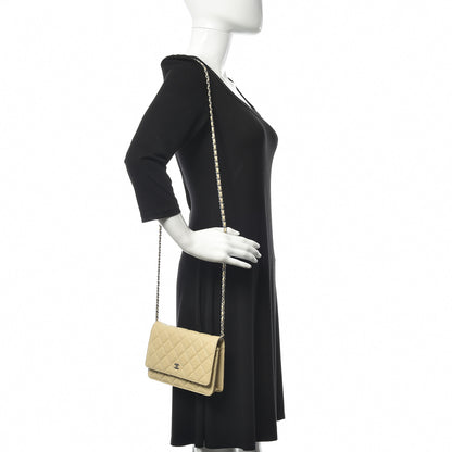 Chanel Caviar Quilted Wallet On Chain WOC Light Beige 2 of 11