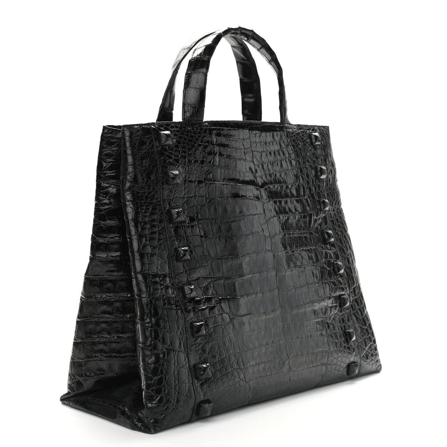 Crocodile Studded Tote Black