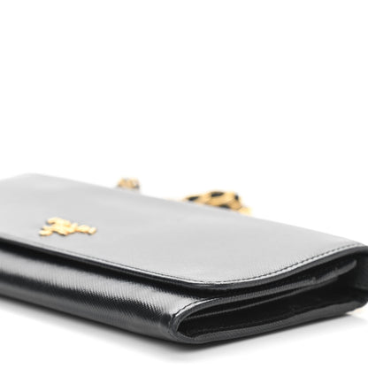 Prada Saffiano Metal Oro Chain Wallet Black 9 of 10