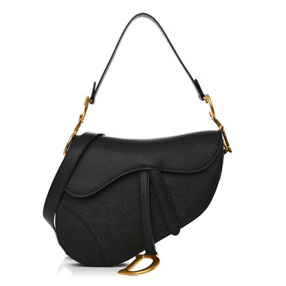 Christian Dior Grained Calfskin Saddle Bag With Strap Black 1 of 10