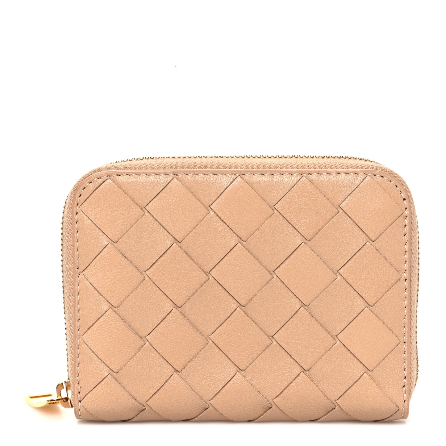 Nappa Intrecciato Zip Around Coin Purse Almond
