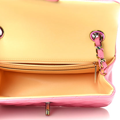 Chanel Lambskin Quilted Mini Rectangular Flap Pink Yellow 5 of 11