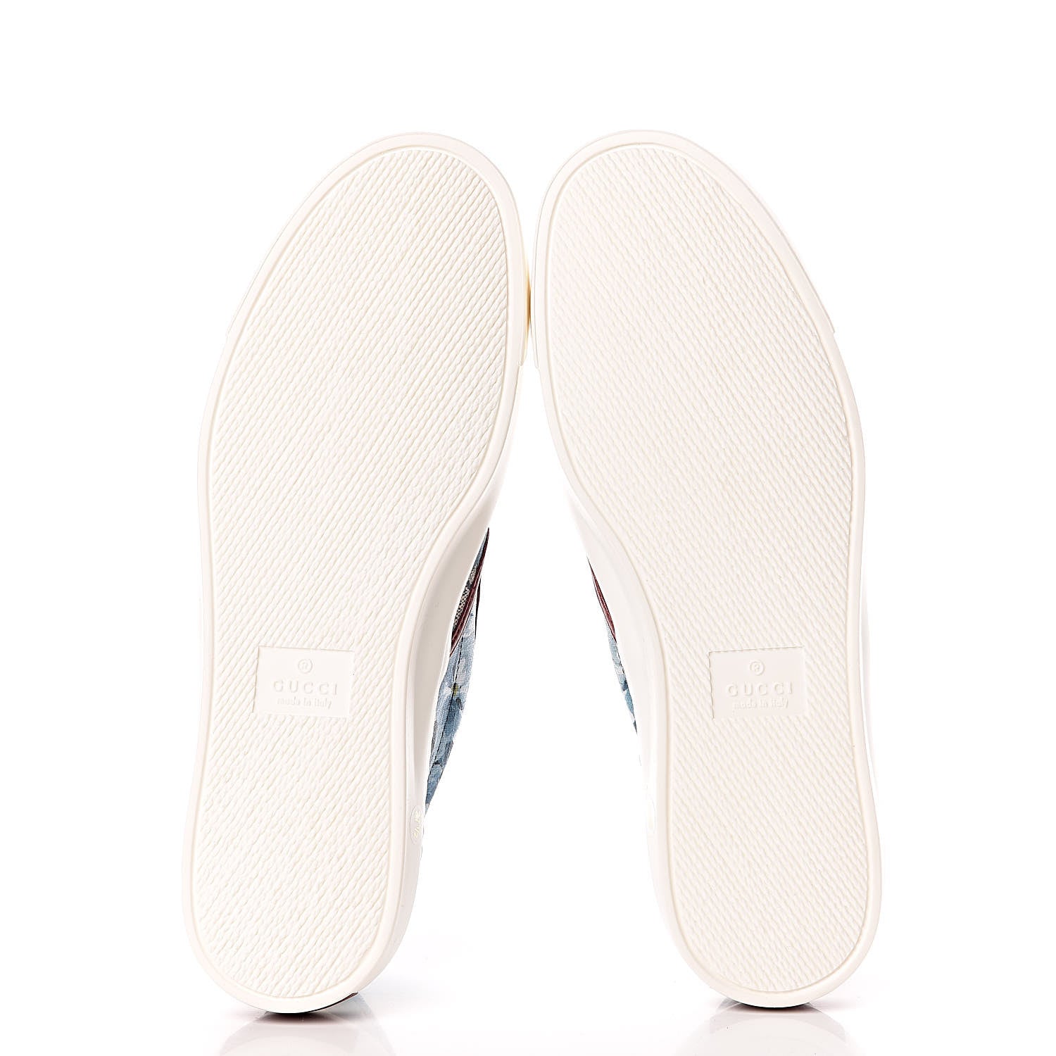 Gucci GG Supreme Monogram Blooms Womens Slip On Sneakers 37.5 Beige Blue Navy Red 5 of 9