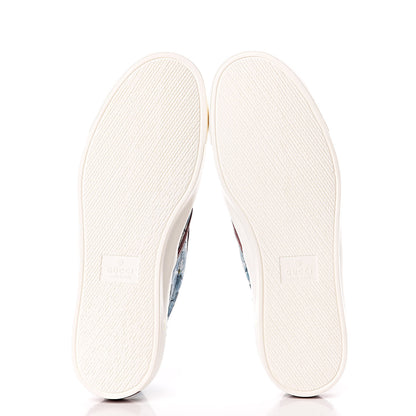 Gucci GG Supreme Monogram Blooms Womens Slip On Sneakers 37.5 Beige Blue Navy Red 5 of 9