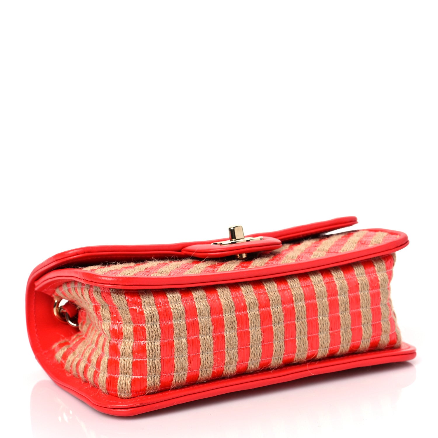 Chanel Raffia Jute Striped Small Urban Jungle Single Flap Red 3 of 7