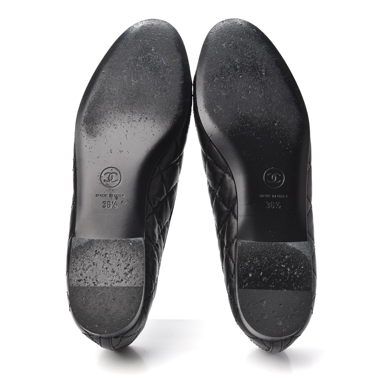 Chanel Aged Calfskin Quilted CC Cap Toe Ballerina Flats 36.5 Black 7 of 7