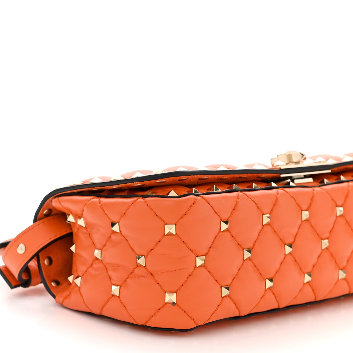 Valentino Garavani Calfskin Rockstud Spike Convertible Shoulder Bag Orange 8 of 9