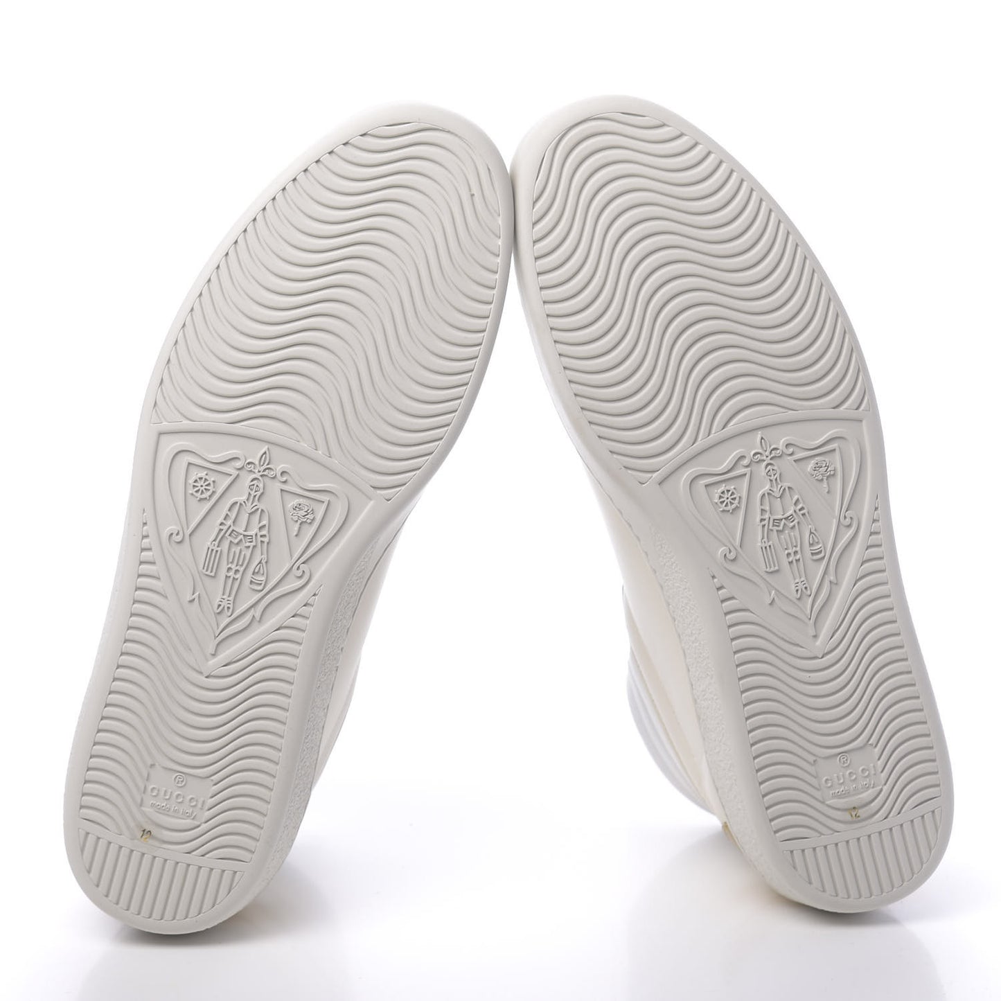 Calfskin Gucci Band Mens Ace High Top Sneakers 12 Mystic White