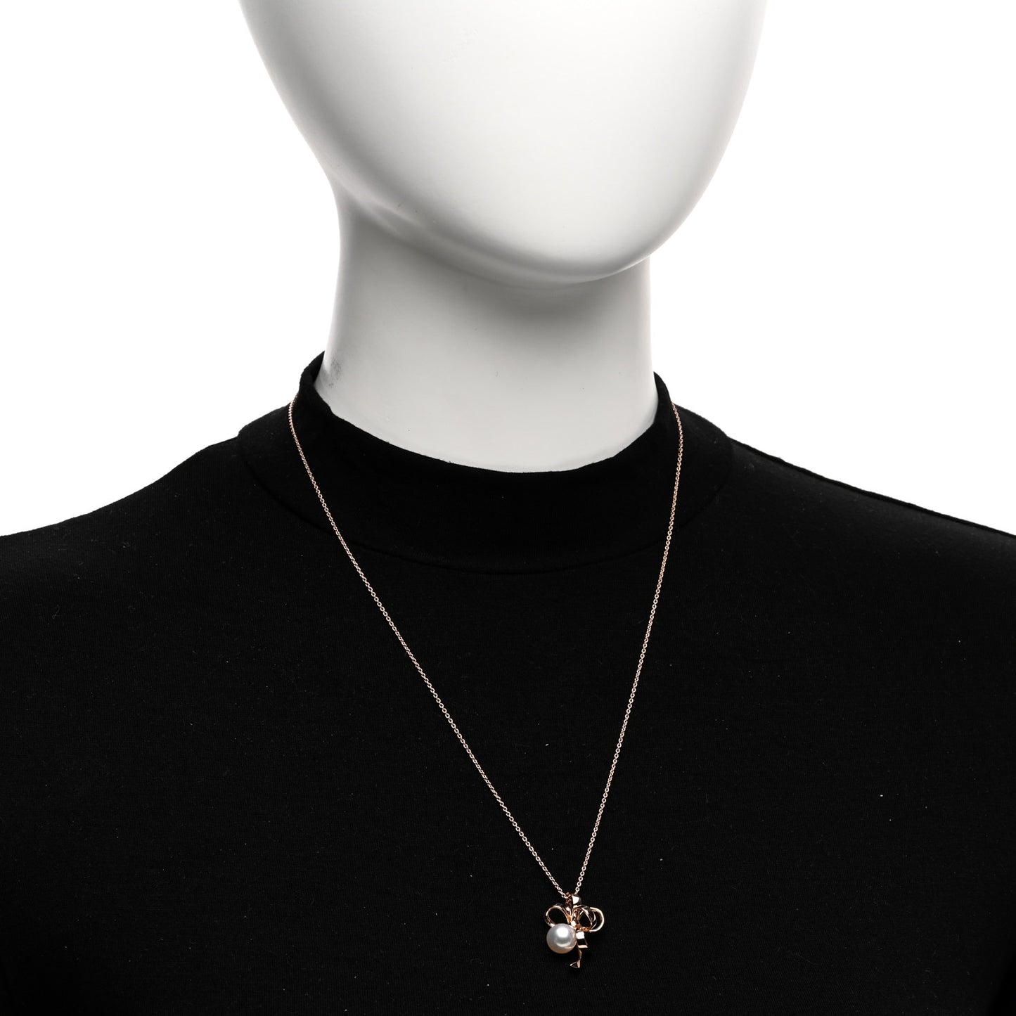 18K Rose Gold Diamond Akoya Pearl Jeux de Rubans Pendant Necklace