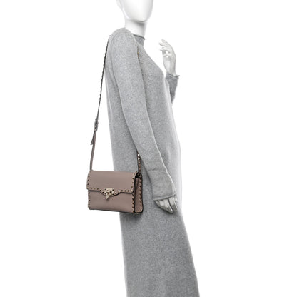 Valentino Garavani Pebbled Calfskin Medium Rockstud Flip Lock Crossbody Bag Clay 2 of 12