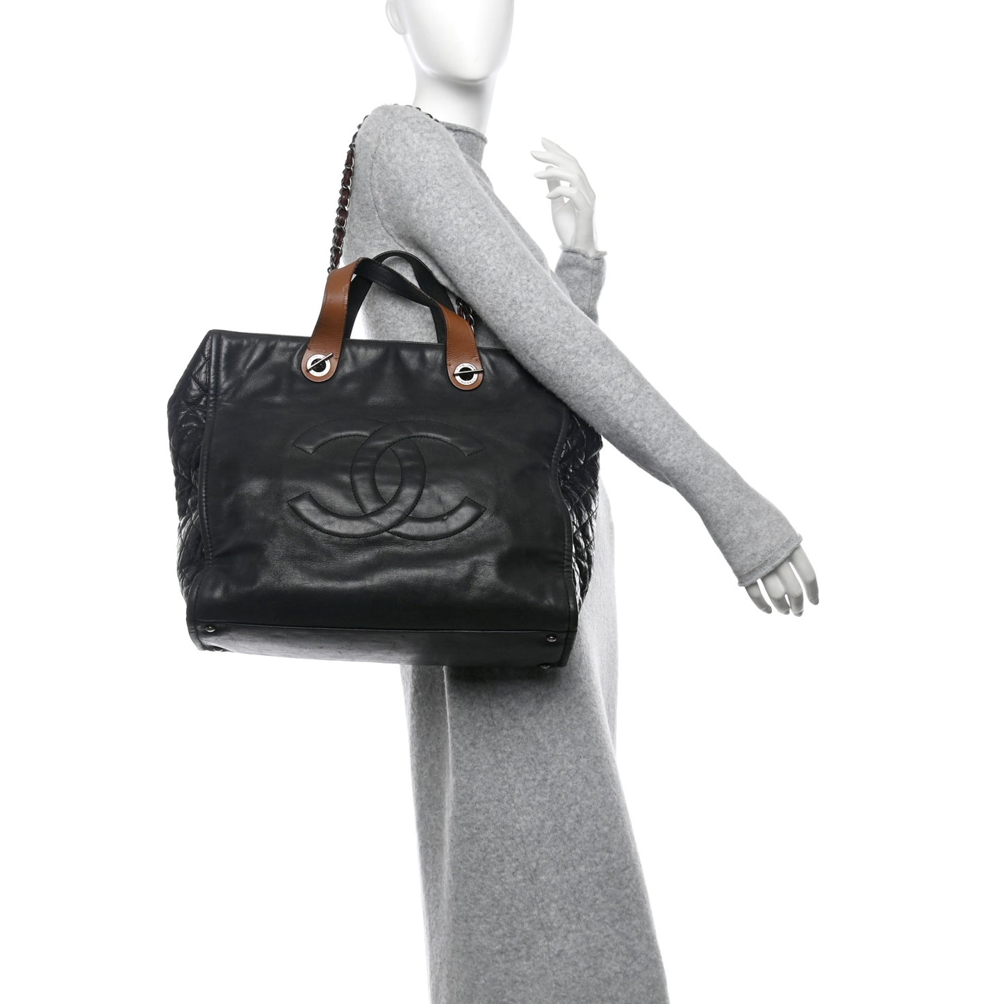 Iridescent Calfskin In the Mix Tote Black