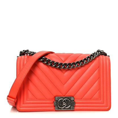 Chanel Lambskin Chevron Quilted Medium Boy Flap Red 1 of 10