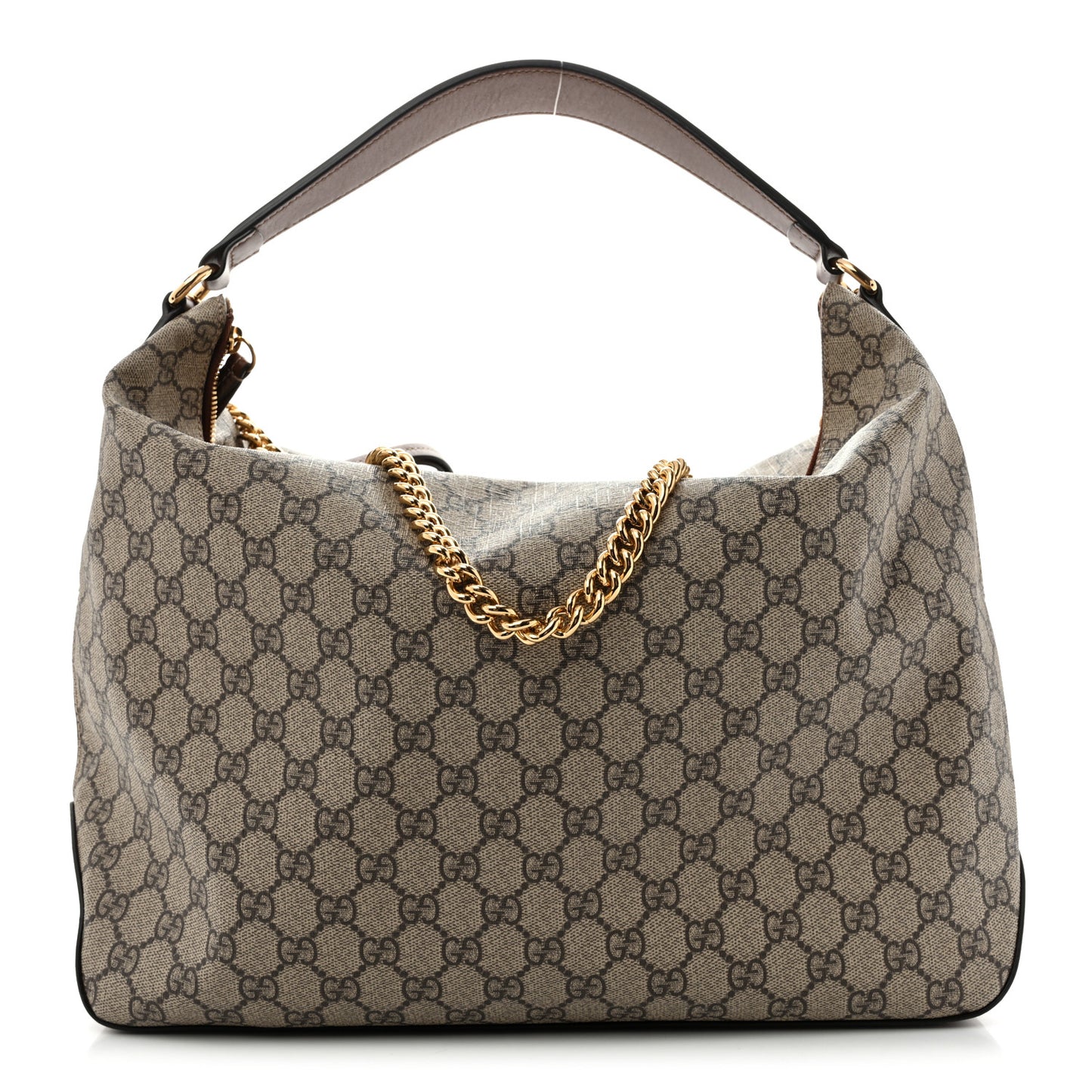 GG Supreme Monogram Large Linea A Hobo Light Brown