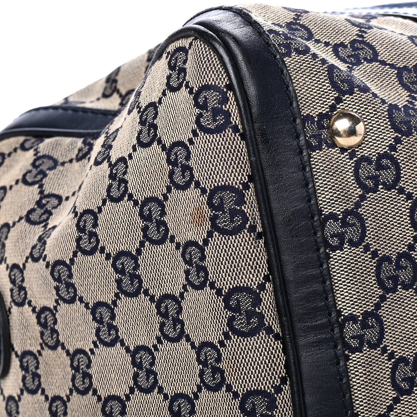 Monogram Selleria Calfskin Vintage Web Medium Boston Beige Blue