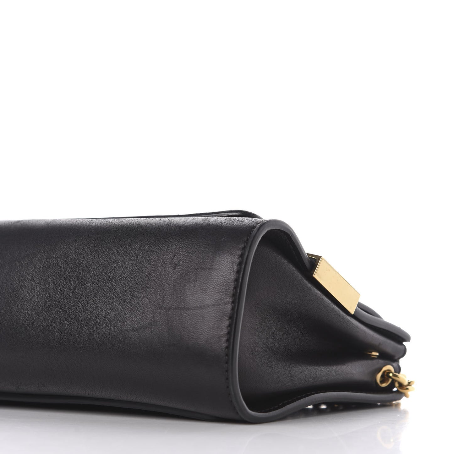 Lambskin Medium Elle Chain Clutch Black