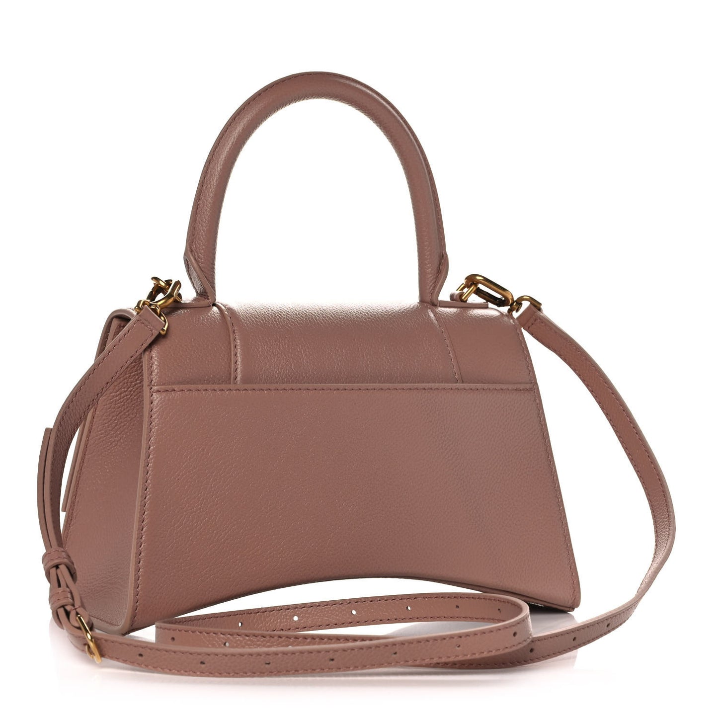 Grained Calfskin Small Hourglass Top Handle Bag Nude Beige