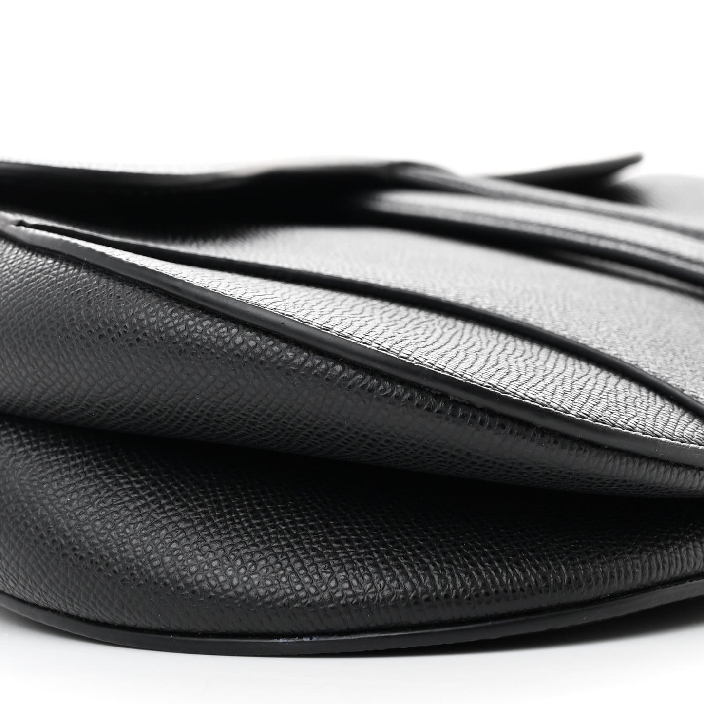 Grained Calfskin Saddle Bag With Strap Black