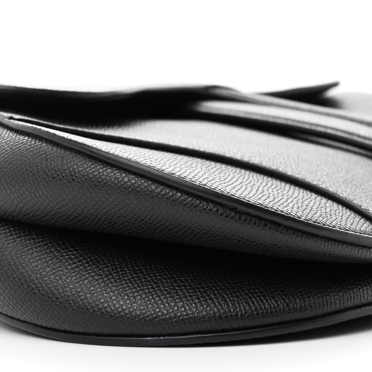 Christian Dior Grained Calfskin Saddle Bag With Strap Black 9 of 10