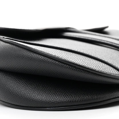 Christian Dior Grained Calfskin Saddle Bag With Strap Black 9 of 10