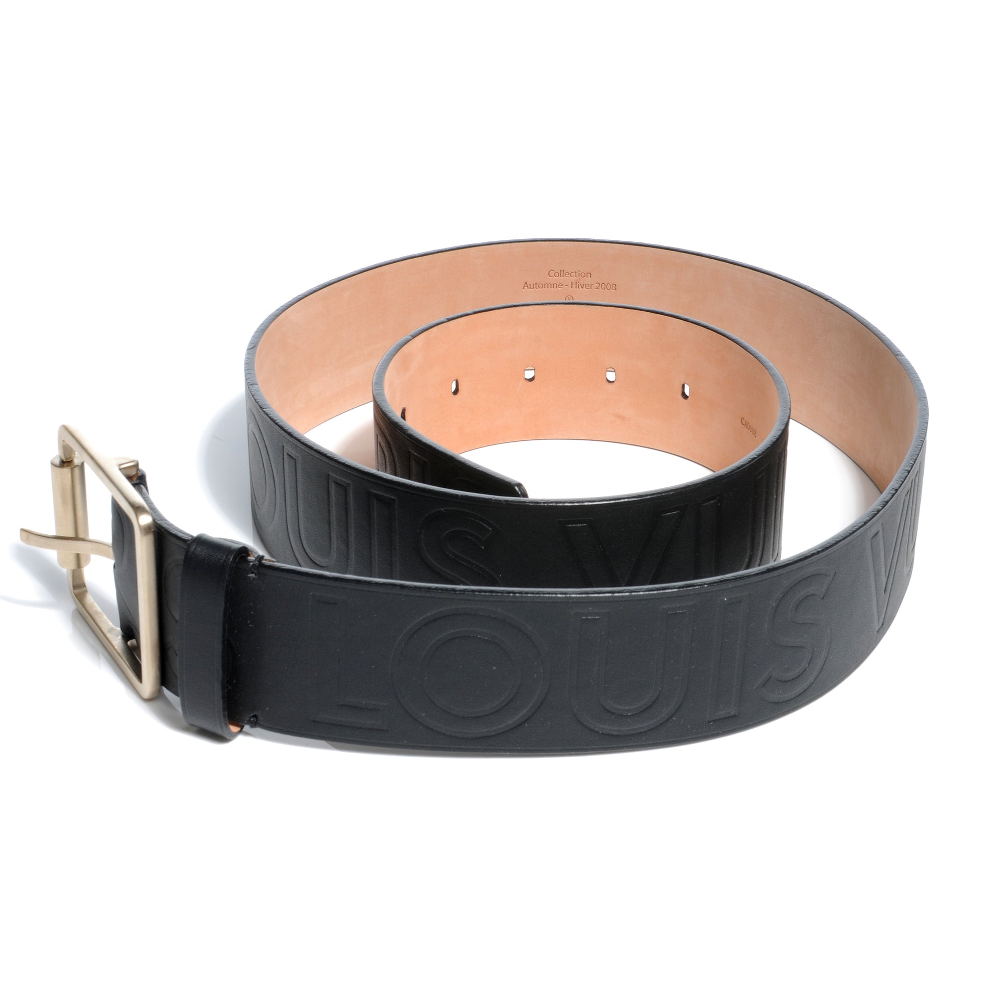 Louis Vuitton Leather Cube Embosse Belt Black 95 38 8 of 8