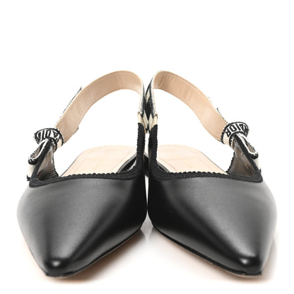Christian Dior Calfskin Ribbon Embroidered J'Adior Slingback Ballet Flats 37 Black 3 of 9