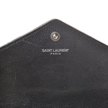Saint Laurent Lambskin Mixed Matelasse Quilted Large Monogram Envelope Wallet Black 6 of 16