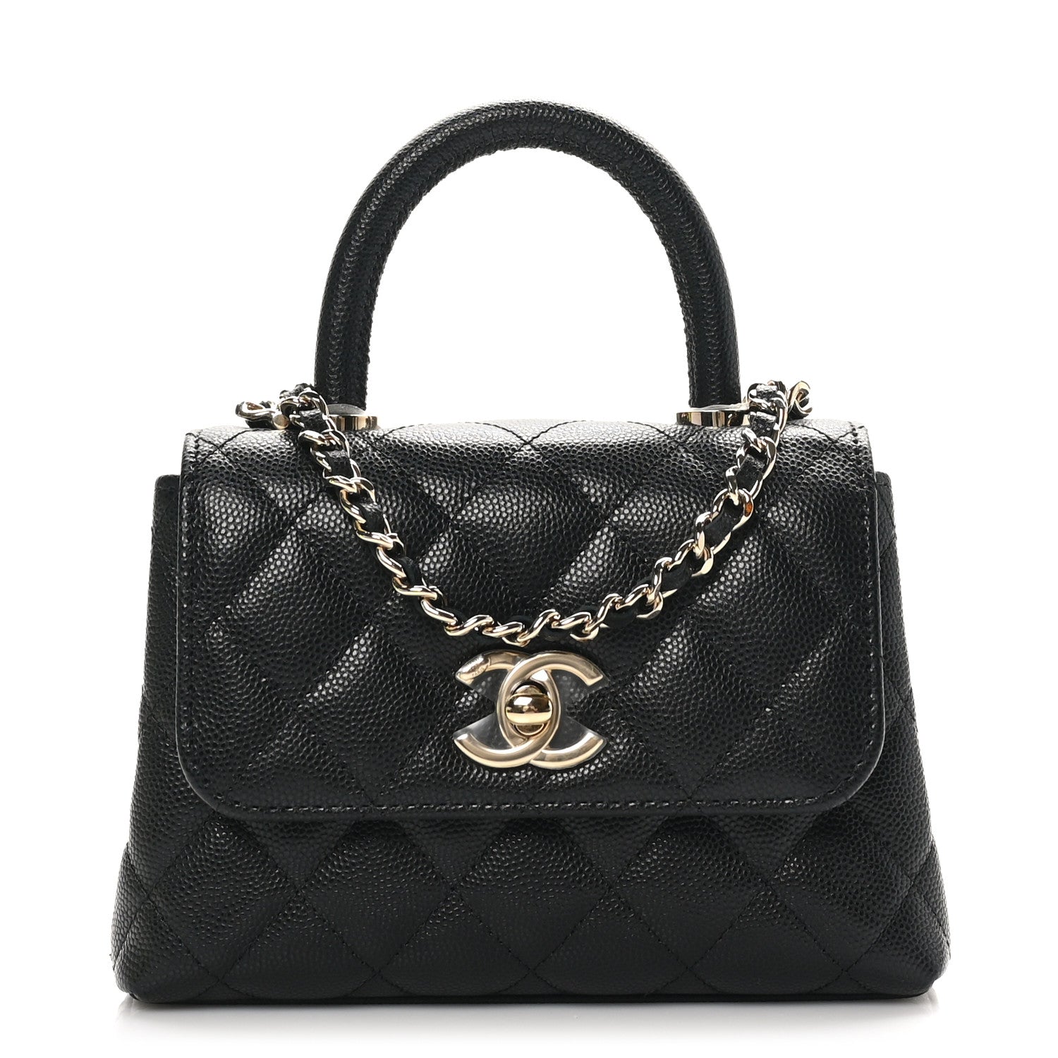 Chanel Caviar Quilted Coco Handle Clutch With Chain Black 1 of 11