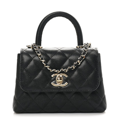 Chanel Caviar Quilted Coco Handle Clutch With Chain Black 1 of 11