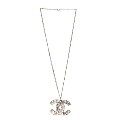 Chanel Crystal Pearl CC Pendant Necklace Gold 3 of 6