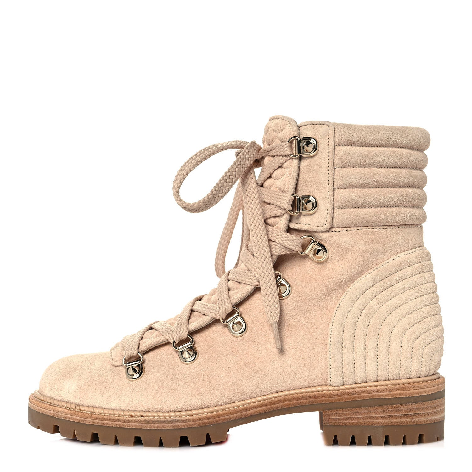 Christian Louboutin Suede Flat Hiking Boots 36.5 Beige 1 of 7