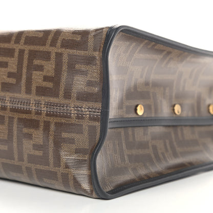 Fendi Glazed Fabric Vitello Century FF 1974 Stamp Patch Medium Peekaboo Defender Cover Mogano Panna Black 10 of 13