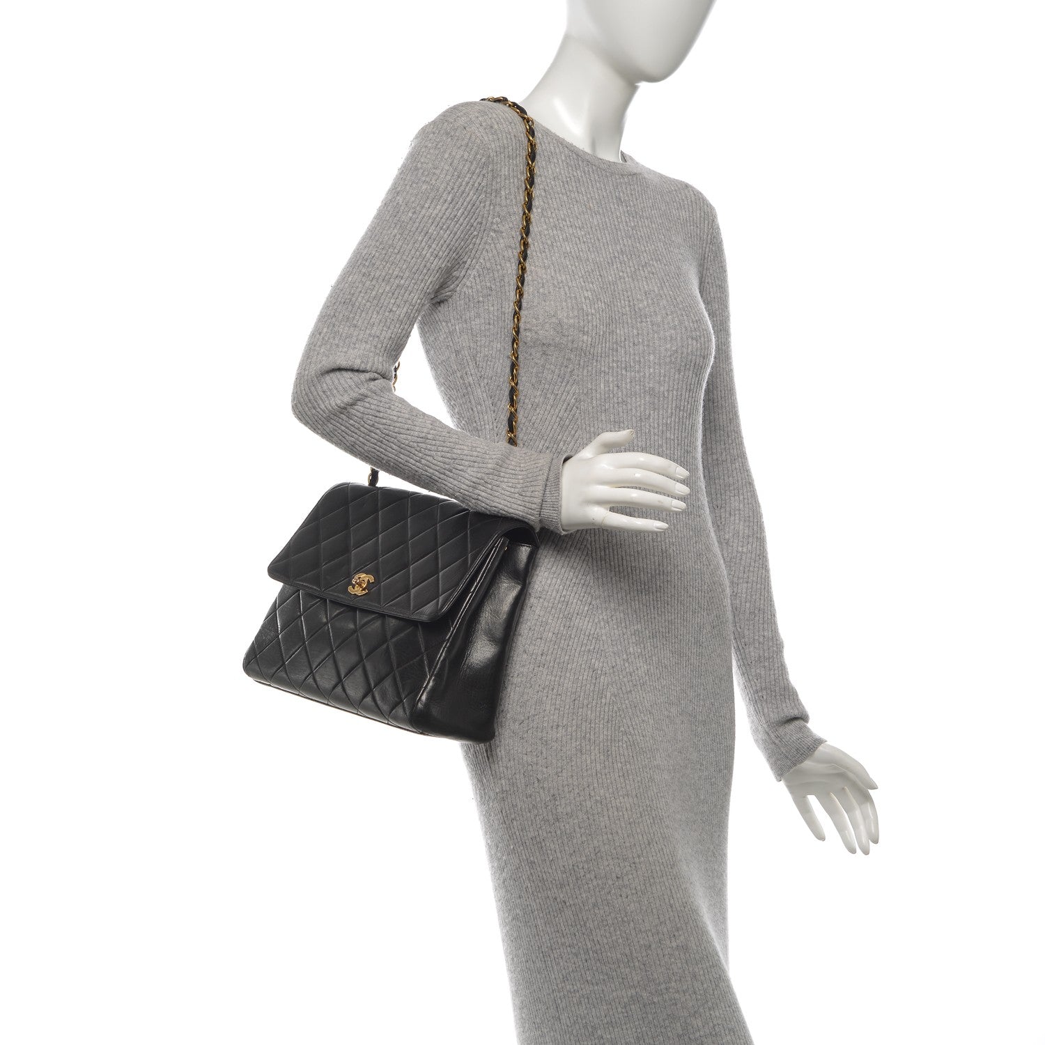 Chanel Lambskin Quilted Medium Single Flap Black 2 of 12