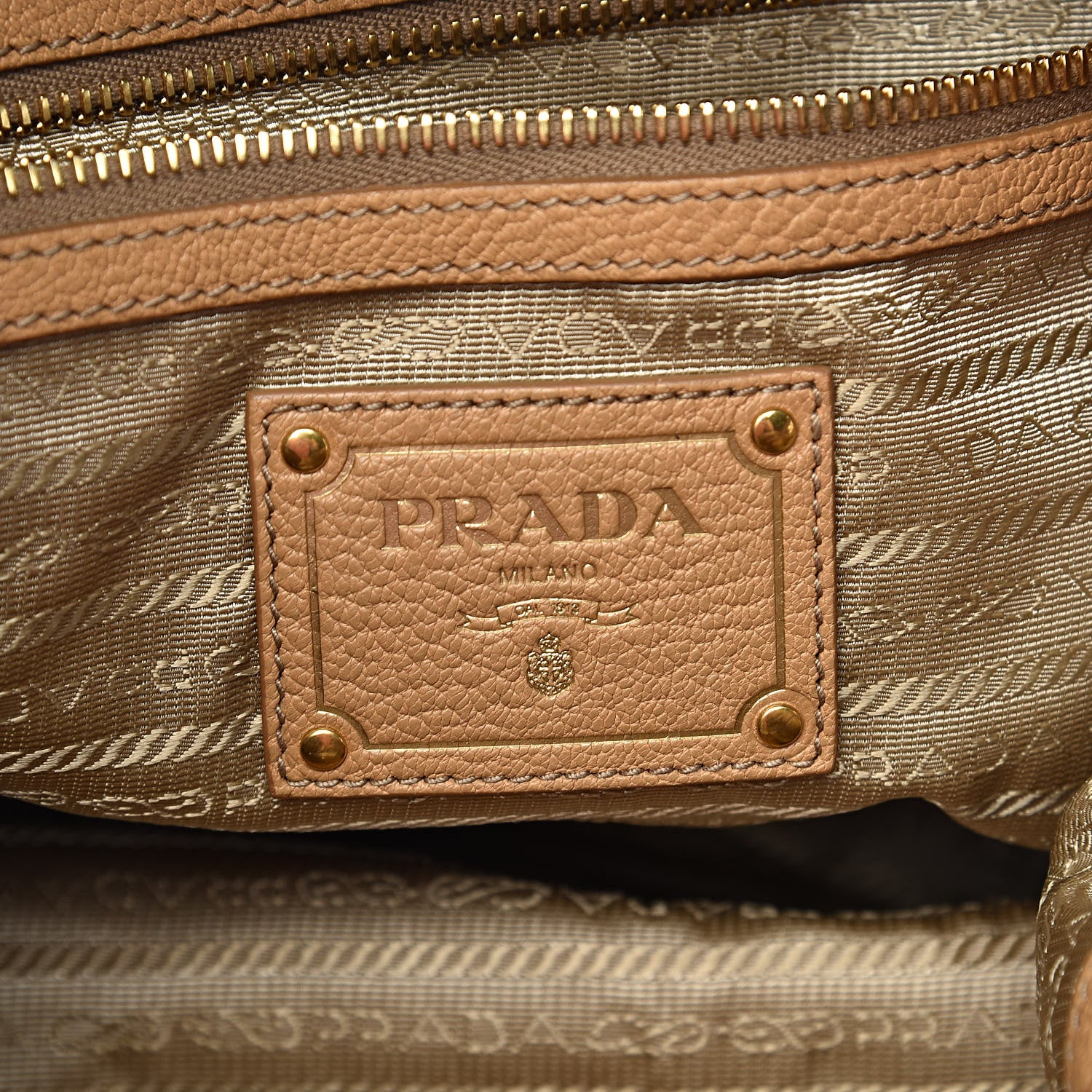 Prada Goatskin Drawstring Bucket Bag Miele 6 of 11