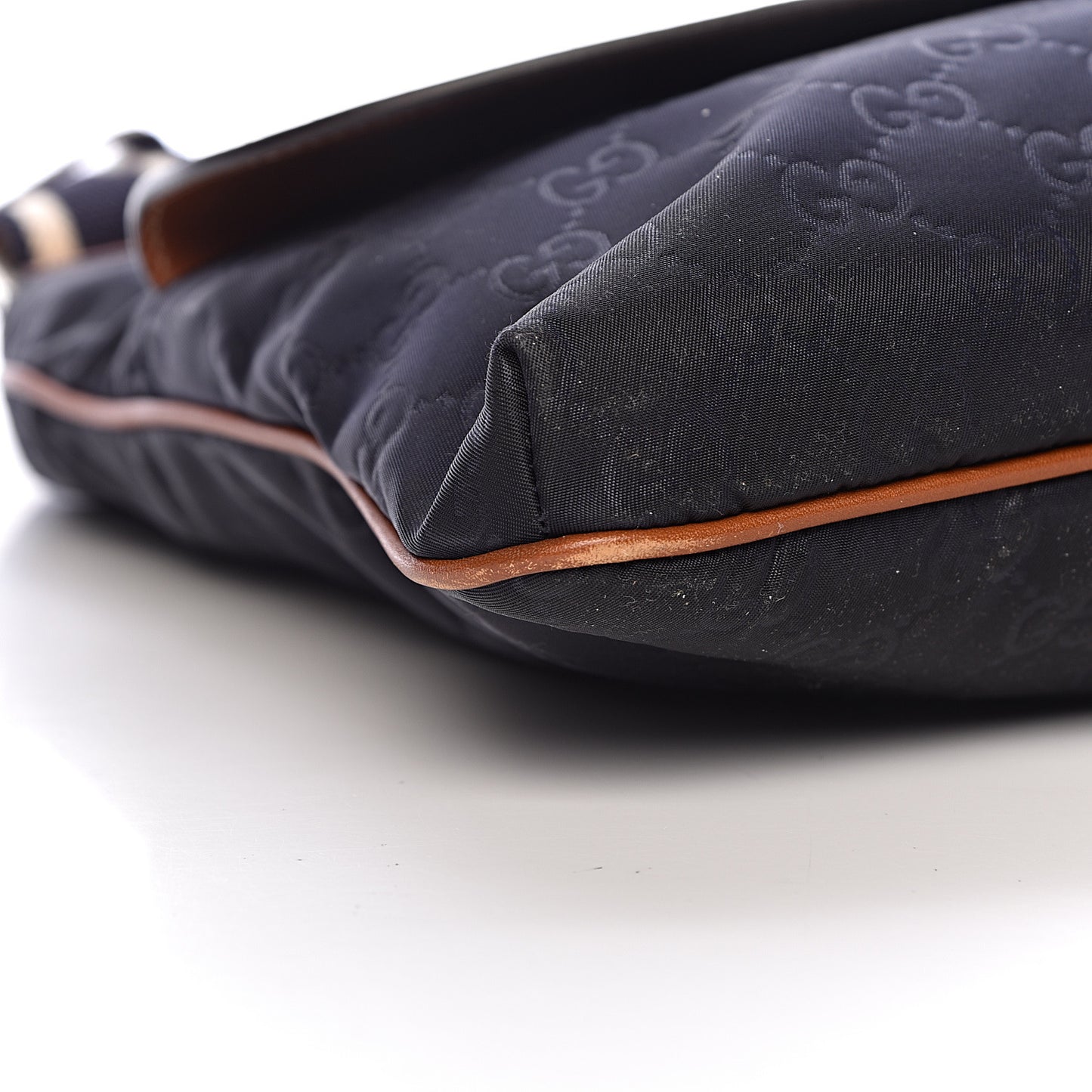 Nylon Monogram Signature Web Small Messenger Navy