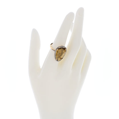 Suzanne Kalan 18K Yellow Gold Diamond Smoky Quartz Vitrine Pear Cocktail Ring 54 6.75 2 of 4